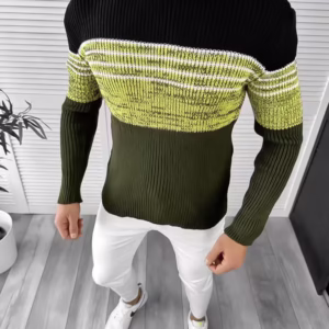 Pulover barbati gros kaki slim fit T3567 O3-5.3