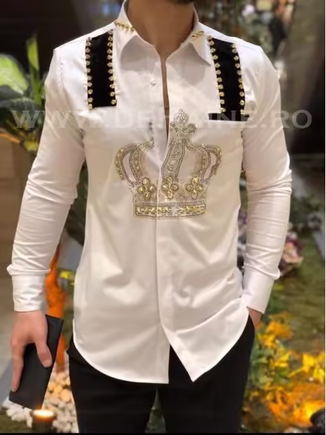 Cămașă bărbați albă slim fit – Mic defect DEF5510