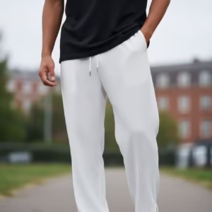 Pantaloni de trening cargo albi conici Y125 – Colectia Noua