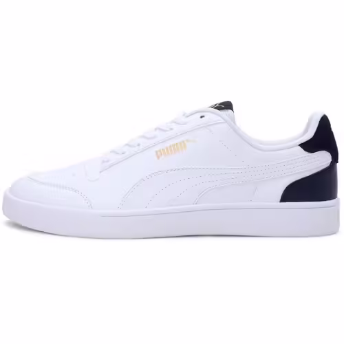 Puma Shuffle Pantofi sport unisex albi din piele ecologică cu talpă Soft Foam
