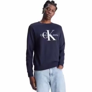 Bluza Barbati Calvin Klein Core Monogram Albastru Casual din Bumbac 100%