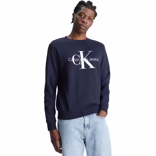 Bluza Barbati Calvin Klein Core Monogram Albastru Casual din Bumbac 100%