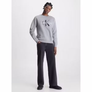 Bluză bărbați Calvin Klein gri casual din bumbac – Core Monogram premium