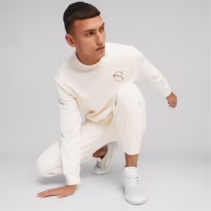 Bluză bărbați Puma Better Sportswear casual bej din bumbac și viscoză