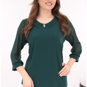 Bluza elegantă verde smarald cu guleras – Stil și confort