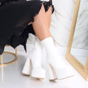 Botine Dama Albe din Piele Ecologica Adinda – Stil si Confort
