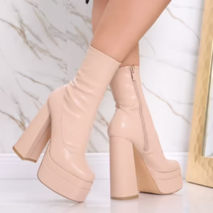 Botine Dama Bej Piele Ecologica Adinda – Confort si Stil
