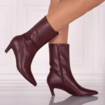 Botine dama Bordo din Piele Ecologica Loretta