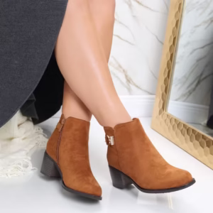 Botine Dama Camel din Piele Ecologica Intoarsa – Lakina