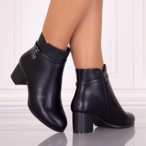 Botine Dama Imblanite Negre din Piele Ecologica – Almaria