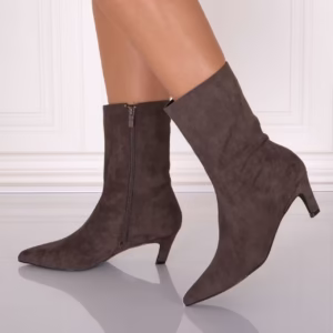 Botine Dama Kaki din Piele Ecologica Intoarsa - Loretta