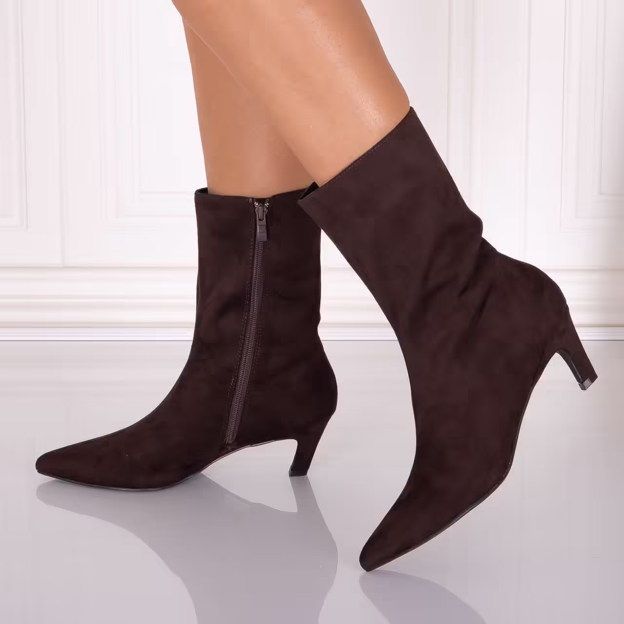 Botine Dama Loretta Maro din Piele Ecologica Intoarsa