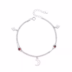 Brățară din argint 925 cu rodiu, model dublu semilună - JW1225