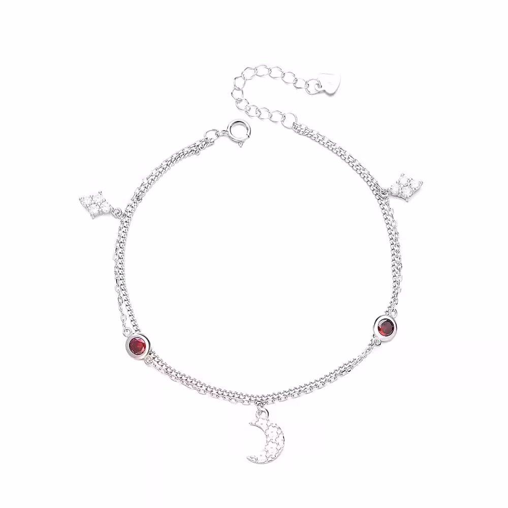 Brățară din argint 925 cu rodiu, model dublu semilună – JW1225