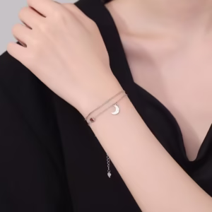 Brățară din argint 925 cu rodiu, model dublu semilună - JW1225