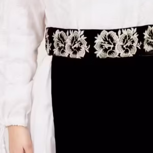 Brau Traditional Negru cu Motiv Floral Auriu – Florenta 01