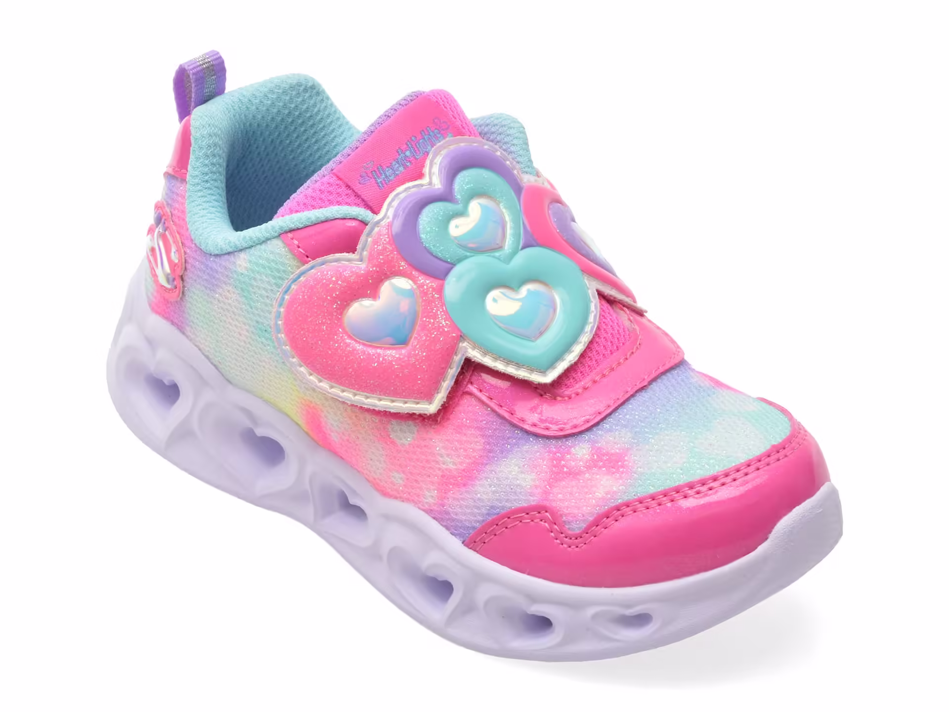 Pantofi sport SKECHERS roz pentru fetițe – HEART LIGHTS din material textil