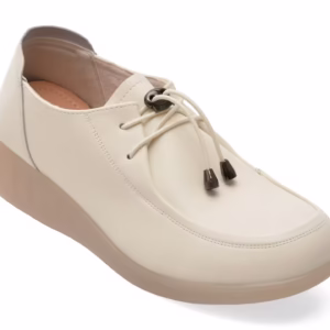 Mocasini Albi din Piele Naturală PASS COLLECTION – J860010 pentru Femei