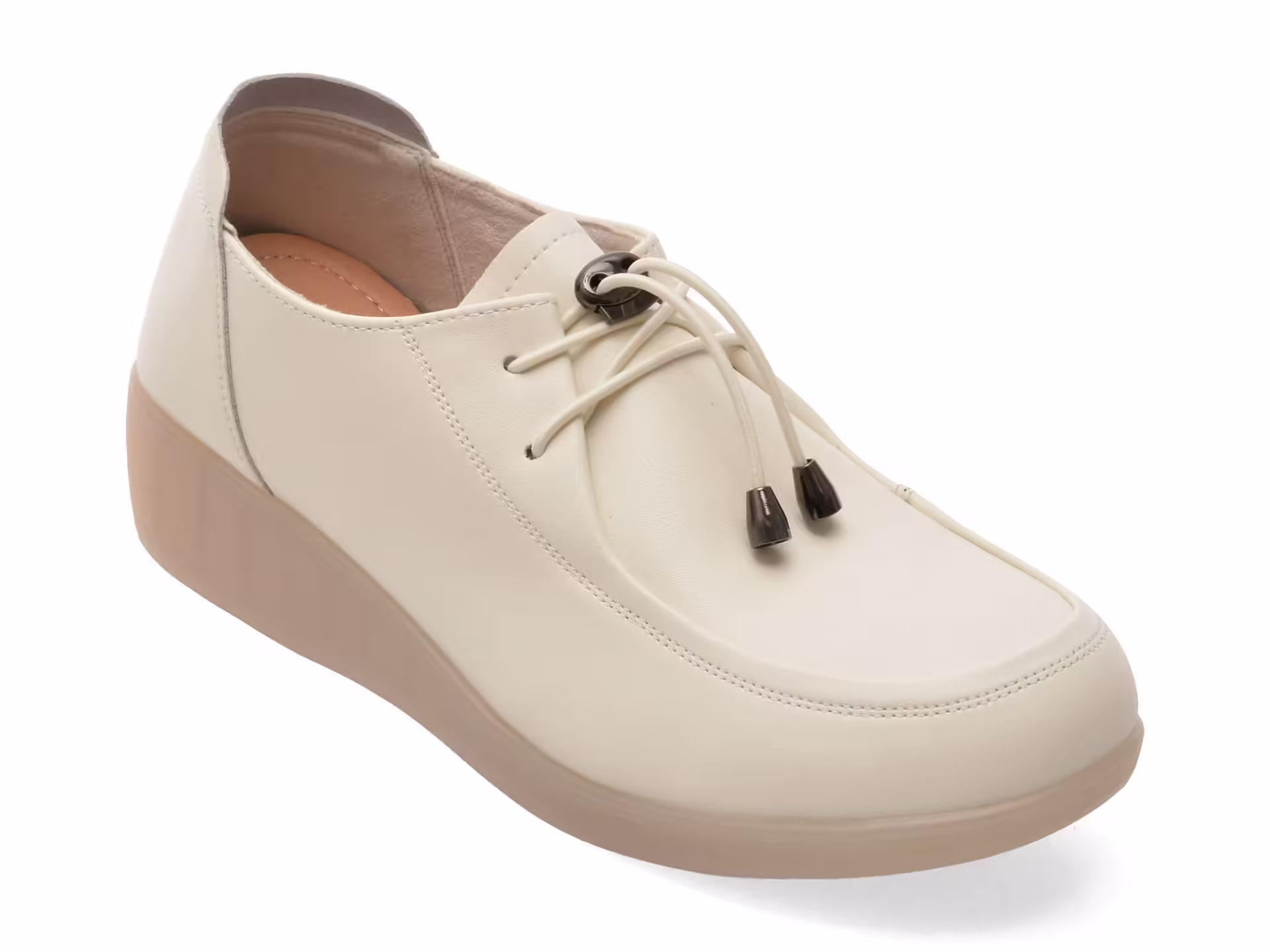 Mocasini Albi din Piele Naturală PASS COLLECTION – J860010 pentru Femei
