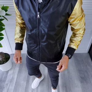 Geacă bărbați din piele ecologică – Model SLIM FIT, Neagră