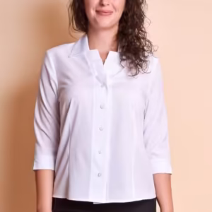 Cămașă Albă cu Pliuri pe Rever – Eleganță și Stil Office