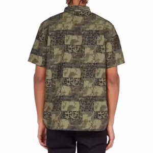 Cămașă bărbați verde DC Shoes casual din bumbac 100% cu buzunar la piept