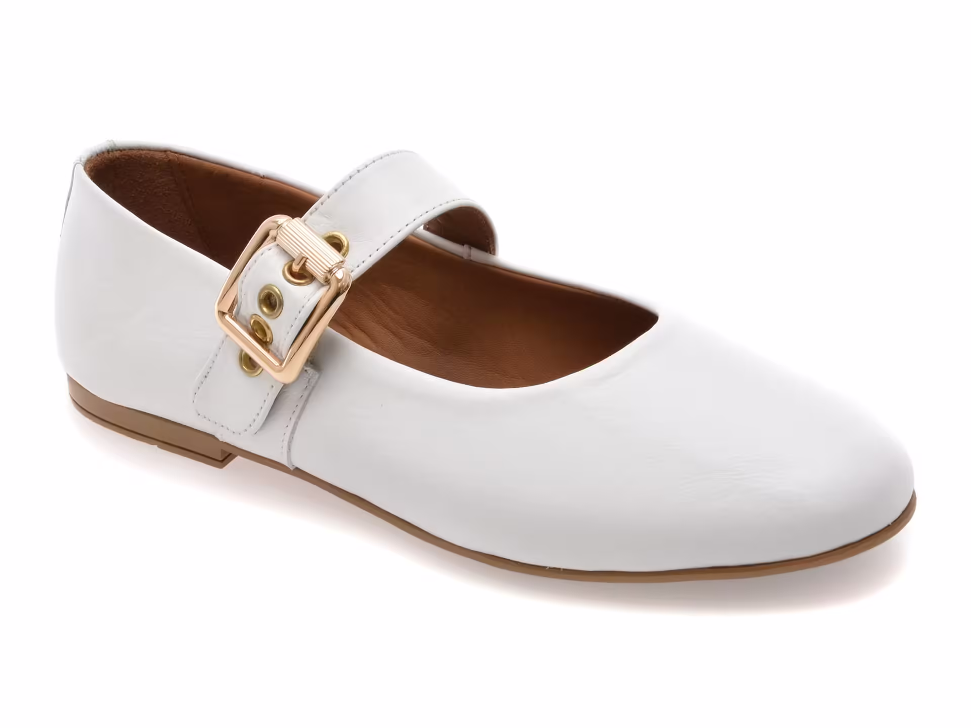 Balerini din Piele Naturală Albi FLAVIA PASSINI pentru Femei, Model 152