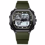 Ceas barbatesc digital Poedagar CS1764, silicon, verde, cadran negru