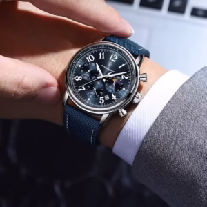 Ceas barbatesc Poedagar CS1885, textil, negru-argintiu, cadran alb