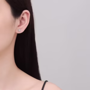 Cercei argint 925, JW1263, model floare, placati cu rodiu