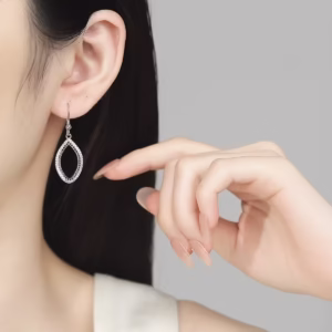 Cercei argint 925, JW1580, model elegant, placati cu rodiu