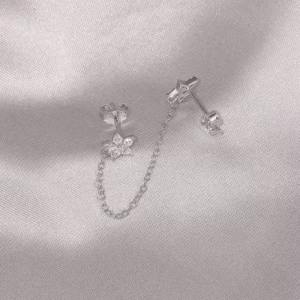 Cercel argint 925, JW1002, model stelute cu lant, placat cu rodiu