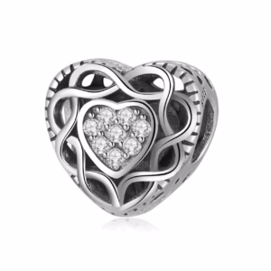 Charm/talisman argint 925, JW1635, model inima, placat cu rodiu