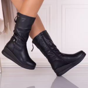 Cizme Dama Imblanite Negre din Piele Ecologica – Stil si Confort