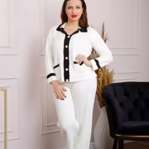 Compleu elegant Jasmine alb din tricot pentru dama