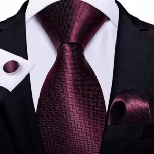 Cravata bordo + batista + butoni – matase – model 322