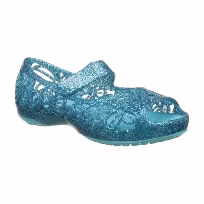 Balerini Crocs Kids’ Isabella Glitter Flat Albastru deschis – Pool