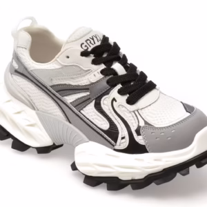 Pantofi sport alb-negru GRYXX 8859 din piele ecologică pentru femei