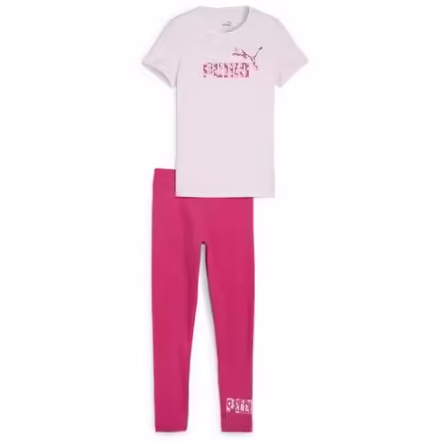 Set Sport Puma pentru Copii – Tricou și Leggings Roz din 100% Bumbac pentru Fete
