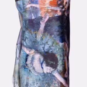 Esarfa cashmere cu doua fete imprimata cu imeprimeu inspirat dupa un tablou cu balerine al lui Degas