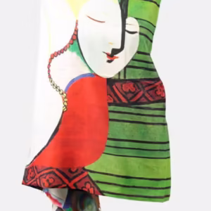 Esarfa cashmere cu fir de lurex, doua fete imprimata cu reproducere dupa Visul lui Picasso