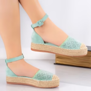 Espadrile dama verzi din piele ecologică întoarsă – Klavi