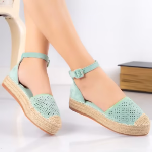 Espadrile dama verzi din piele ecologică întoarsă – Klavi