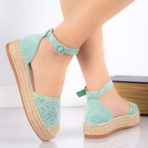 Espadrile dama verzi din piele ecologică întoarsă – Klavi