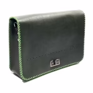 Geanta dama din piele naturala, handmade, Verde Inchis, cusuta manual, Oprah, produsa in Romania