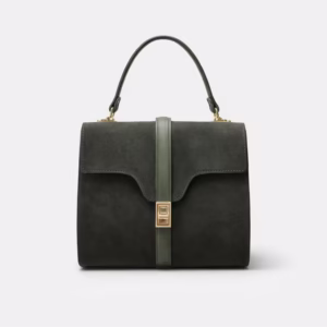 Geanta dama Piele Naturala velur Verde olive Linea