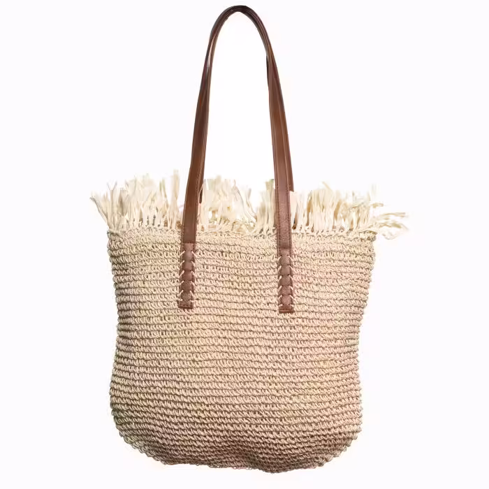 Geantă shopper impletită cu manere din piele ecologică