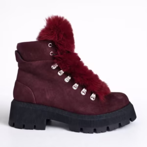 Ghete din Piele Naturala Bordo cu blanita Pufy