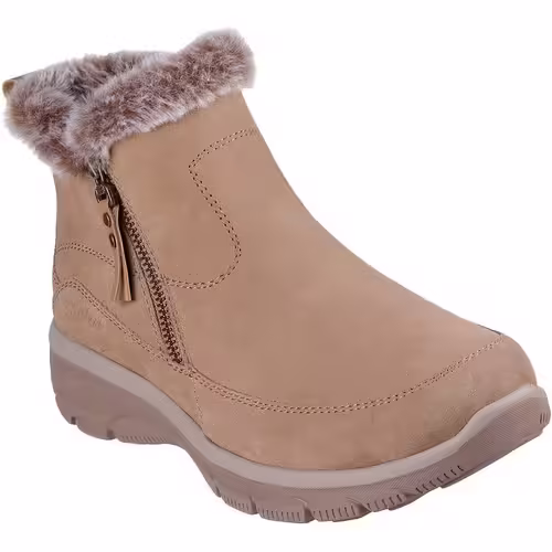 Ghete femei Skechers din piele întoarsă casual maro Easy Going Cool Zip