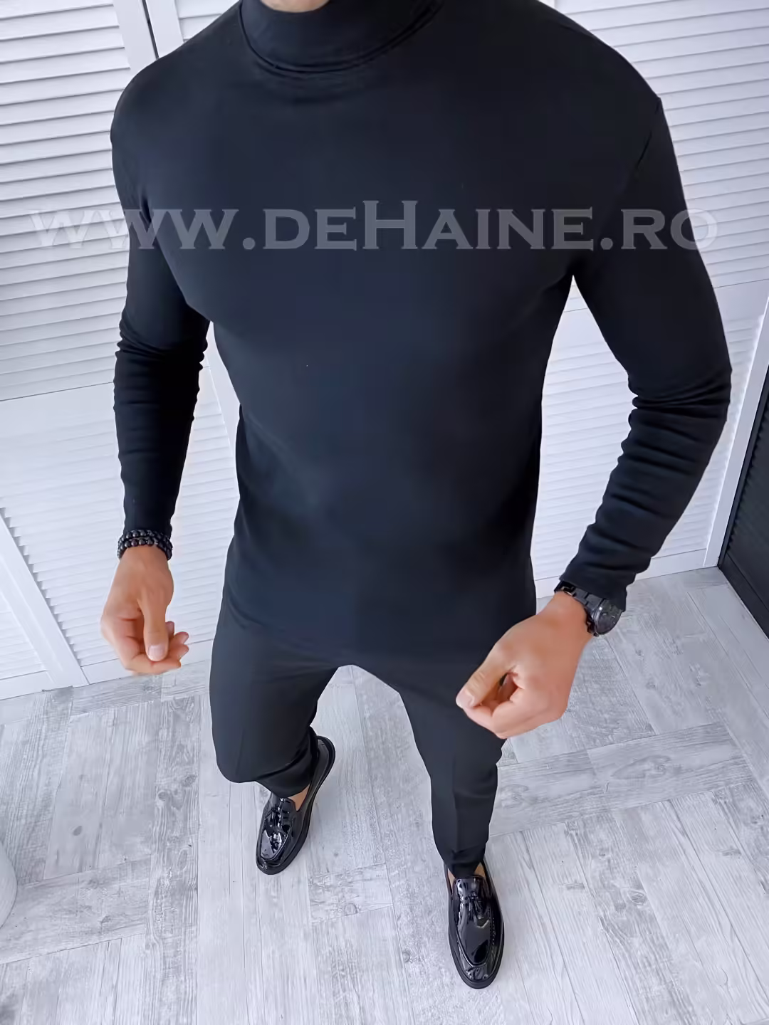Helanca Slim Fit pentru Bărbați – Neagră 0001 Y1-3